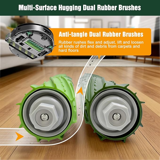 21 Pack Replacement Parts Accessories for iRobot Roomba Max 705 Combo / 706 Combo Robot Vacuum, 4 Main Brushes, 6 Side brushes, 6 Filters, 4 Dust Bags, 1 Cleaning Brush