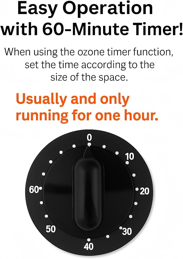 Industrial Ozone Machine 16000mg/h High Output Air Cleaner, Removes Odors, for Smoke, 60-Min Timer for Large Spaces, Ideal for Commercial & Home Use