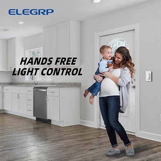 ELEGRP Matte White Single Pole Occupancy Motion Sensor Light Switch, Need Neutral Wire, 120° Sensor Coverage PIR Infrared Motion Activated, for CFL/LED/MLV/INC/HAL/Fan, UL, 6 Pack
