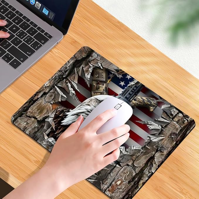 American Flag Eagle rip Oak camo (2) Square Mouse pad, Texture, Waterproof, Anti Slip Rubber Base, Computer Mouse pad, Laptop Mouse pad