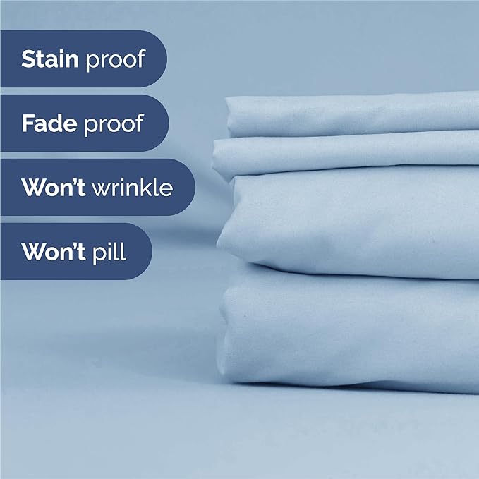 King 6 Piece Sheet Set - Cooling, Comfy & Breathable - Hotel Luxury Bedding, Includes Fitted Sheet for Women, Men, Kids and Teens - 1 Flat, 1 Fitted Sheet, 4 Pillowcases with Deep Pockets - Sky Blue