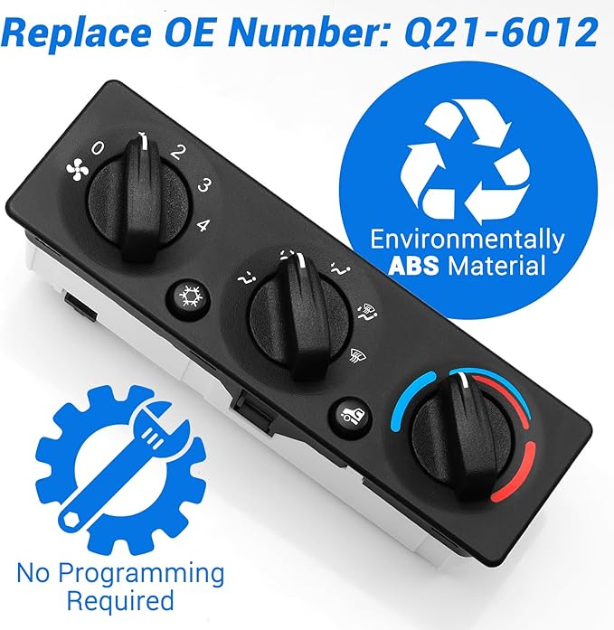 Q21-6012 AC Climate Control Module Compatible with Peterbilt 325 330 335 337 348 357 365 367 378 379 384 385 386 388 389 Trucks A/C Control Panel, Q216012 HVAC Air Temperature Controller Switch Unit