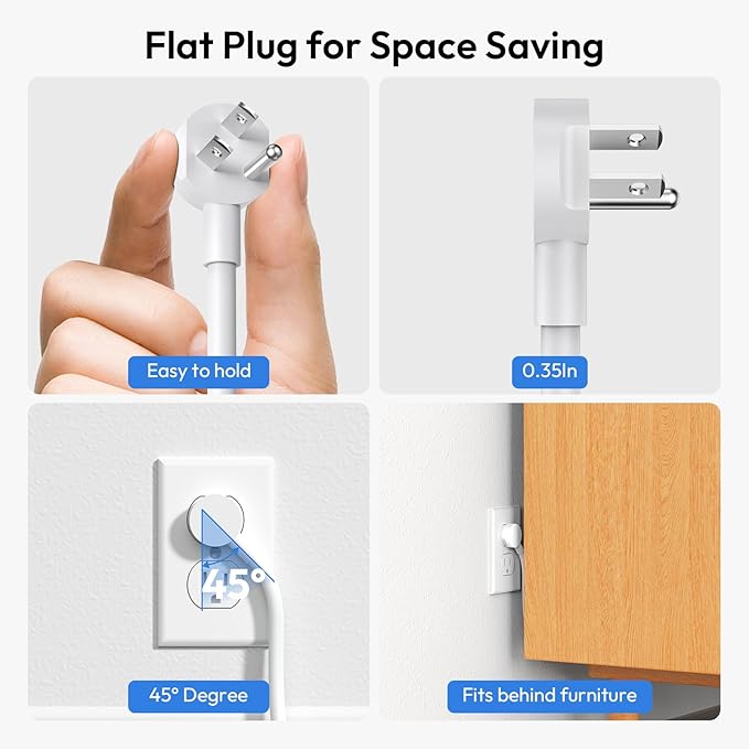 24 Widely Outlets Extension Cord 15 Ft NTONPOWER Long Extension Cord Surge Protector with 4 USB Ports,15A/1875W Power Strips with Surge Protection 4000J, Wall Mount Holes for Home, Office(White)