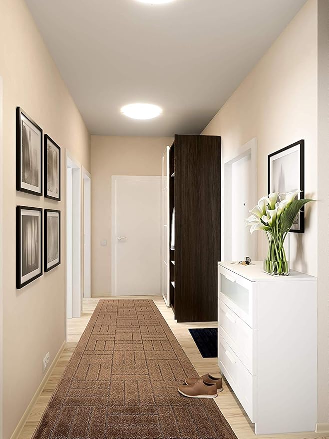 Custom Length Hallway Runner Rug,Slip Resistant,Bricks Brown, 26 Inch X 17 feet, Sold and Priced Per Foot