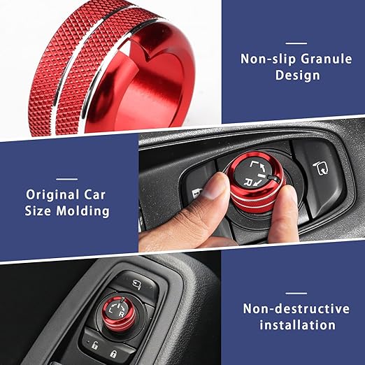 Auovo Rearview Mirrors Knob Ring Compatible with Subaru BRZ for Toyota GR86 2022-2024 2025 2026 Interior Accessories Mirror Control Switch Button Ring (Rearview Mirrors Knob Cover-1 Piece, Red)