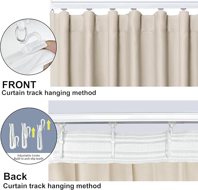 Room Divider Blackout Curtain Track Curtains Wall Dividers Panels Screen for Living Rooms Bedroom Office Privacy Partition Separation, W120 × L108 Inch,1 Panel, Beige