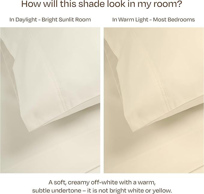 California Design Den Luxury Queen Sheets Set - Buttery Soft 800 Thread Count Sateen, 100% Cotton Bed Sheets Set with Deep Pockets, Durable Bedding - Ivory (Cream Tone)