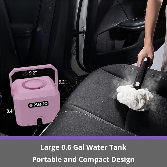 awasky Steam Cleaner: 1650W, Fast 50-Sec Heat-Up-21-Piece Kit Refill Anytime-No Cooling-Detachable Hose Steamer Mop for Home Use Car Bed Furniture Bathroom Tile Grout Floor Cleaning And More Pink
