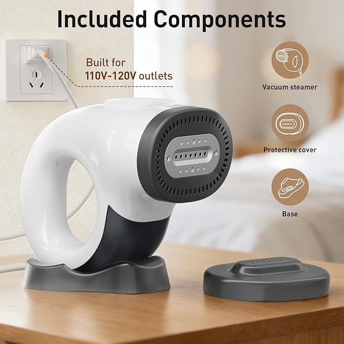 STEAVOX Vacuum Steamer for Clothes – Handheld Clothes Steamer with 2800Pa Suction & 25s Heat-Up – No-Drip Garment Steamers – Suction Steam Iron Alternative – Compact Steam Travel Iron with Base & Bag