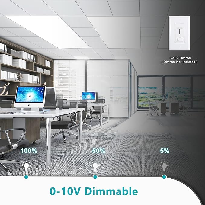 VocgoUU 42-Pack 2x4 LED Flat Panel Light Drop Ceiling, 0-10V Dimmable, 5000K 4000K 3000K Selectable & 50W 40W 30W Switchable, 100-277Vac, ETL & DLC