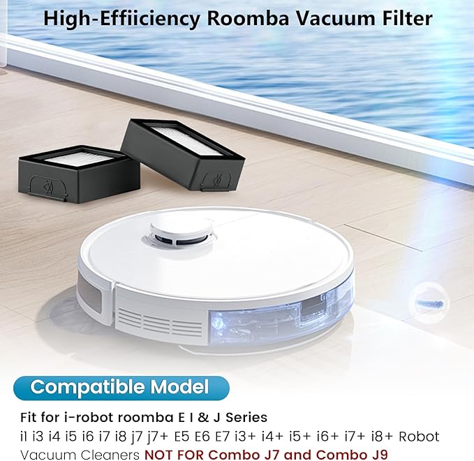 6 Pack Roomba Filters Fit for i-Robot Roomba I J E Series E5 E6 E7 i3 i3+ i4 i6 i6+ i7 i7+ i8 i8+ j7 j7+ Robot Vacuum Cleaners High-Efficiency Filter with 1 Cleaning Brush by Puxyblue