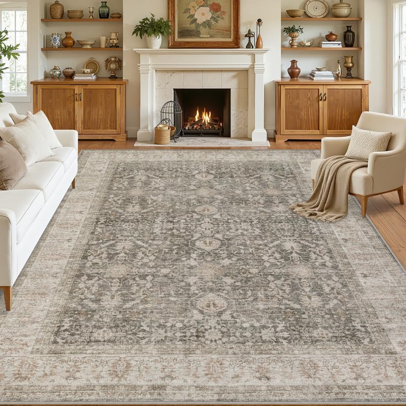 Area Rugs 9x12 Living Room: Bedroom Washable Carpet Warm Taupe by Luxturiy