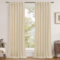 LAMIT Beige Velvet Curtains for Living Room 96 Inches Long, Elegant Thermal Panels Noise Reducing Back Tab and Rod Pocket Drapes for Bedroom/Farmhouse, 2 Panels, 52 x 96 Inch