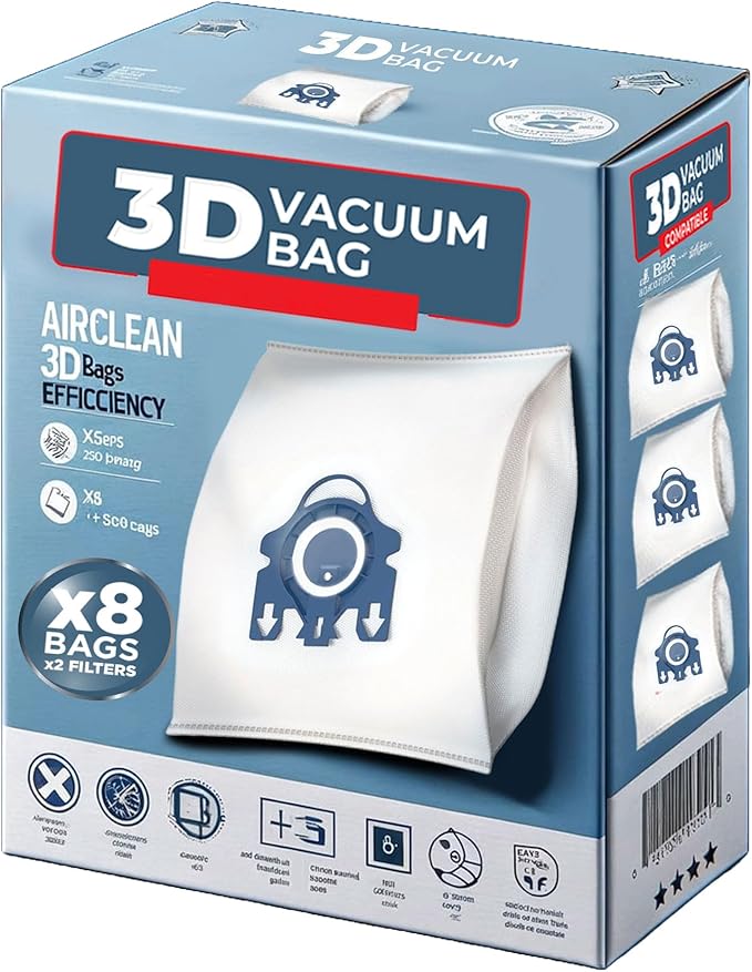 5-Star GN 3D Vacuum Cleaner Bags Compatible Replacement for Miele Classic C1, Complete C1, Complete C2, Complete C3, S227/S240, S270,S400,S2,S5,S8 Series Canister PS03 (16 Dust Bags + 4 Set Filters)