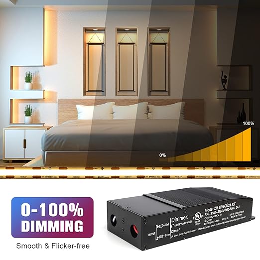 EMITEVER Dimmable LED Driver,60W 24V Triac Power Supply, AC to DC LED Transformer for LED Light,Compatible with Lutron and Leviton Dimmer,Waterproof IP67 and UL Listed,Class 2,Class P