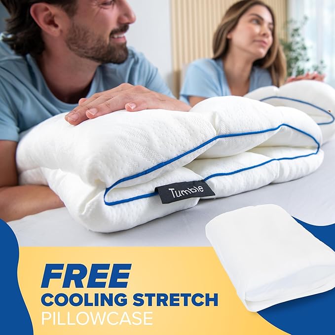 TUMBLE 6-Chamber Adjustable Bed Pillow & Pillowcase | Back, Side & Stomach Sleepers | Cooling Cover | Memory Foam & Gel Fiber Fill | Customize Your Comfort | CertiPUR/Oeko-Tex | Standard King 1 Pack