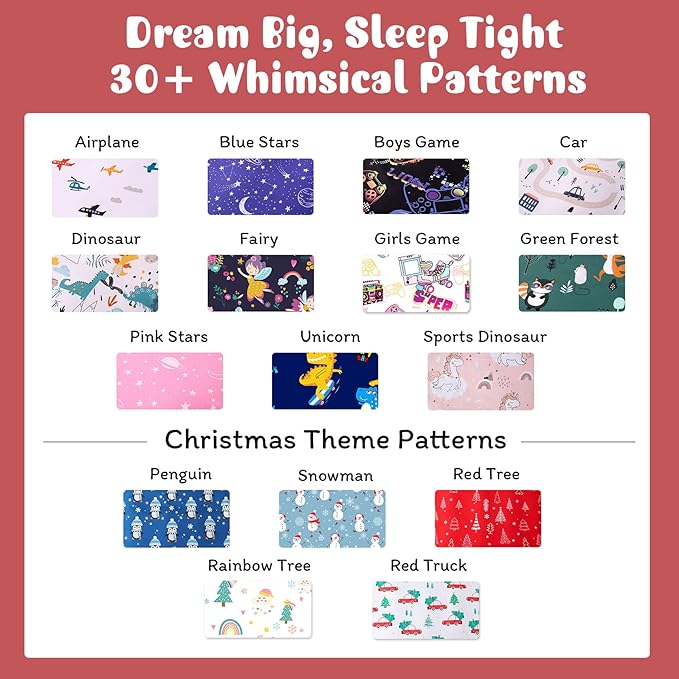 JSD Red Cars Christmas Kids Sheet Set Twin Size, 3 Piece Soft Holiday Printed Microfiber Bed Sheets Deep Pocket