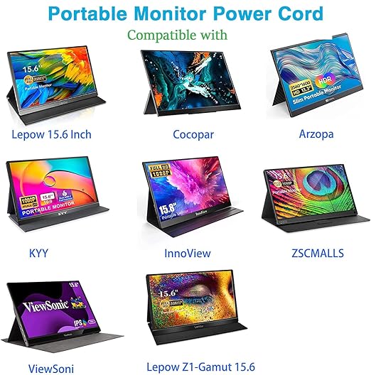 6.6FT USB-C 3.2 Gen 2×2 Display Monitor Video Link Data Transfer Cable for Lepow Z1 15.6 In, InnoView, ASUS ZenScreen, KYY, Cocopar, Arzopa, AOC, Type-C High Speed Portable Monitor Charger Power Cord