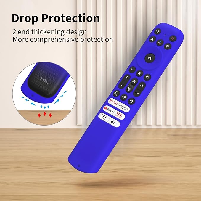 Hi Color Silicone Cover for TCL RC813 FMB1/RC923/RC902V Remote Protective Case Sleeve for TCL Smart TV Remote RC813 FMB1 Case Cover (Blue)