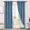 Macochico 100% Blackout Curtains Thermal Insulated Noise Reducing Chenille Curtains for Hotel Auditorium Bedroom Living Room Grommet Ashtray Blue Curtains with Tieback Classic 52" Wx84 L 1 Panel
