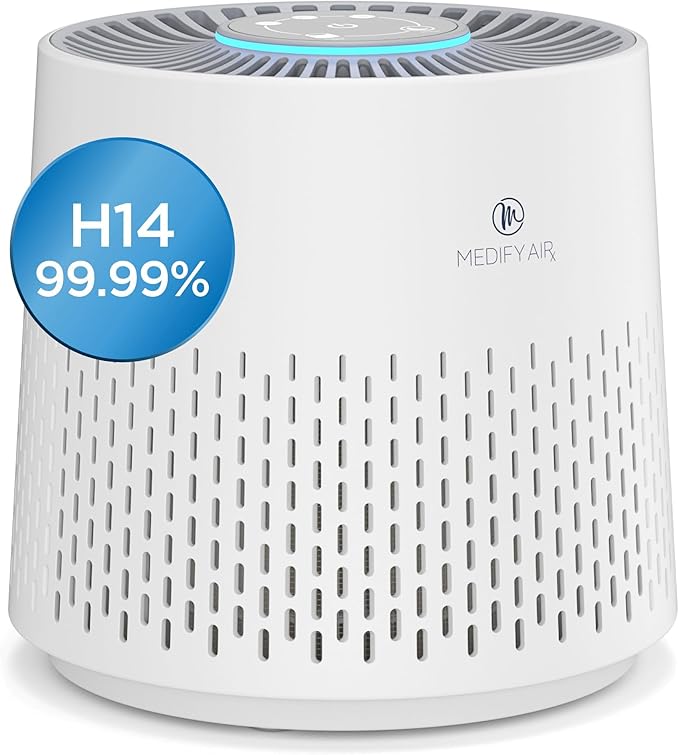 Medify MA-12 PRO Air Purifier with 3-in-1 Filter | 405 ft² per Hour for Smoke, Wildfire, Odors, Pollen, Pets | White, 1-Pack