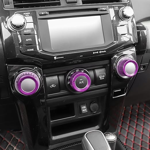 JeCar Air Conditioner Button Trim Cover Aluminum Alloy Knob Cover Fit for Toyota 4Runner 2010-2023, Purple