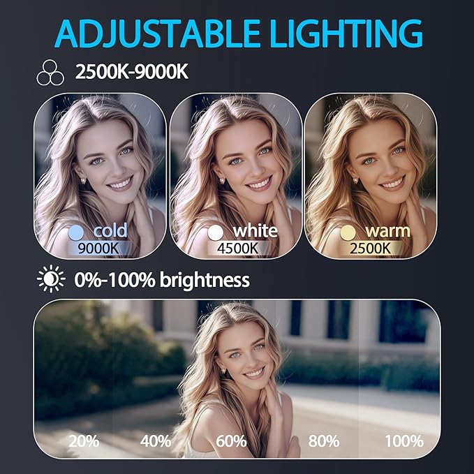 CMUBH Magnetic Selfie Light for MagSafe iPhone: 3 Light Modes, Rechargeable 360° Rotatable LED Phone Ring Fill Light with Mirror for Photography, Makeup, TikTok, Zoom, Video Conference, White