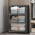 Extra Large Stackable Storage Bins with Lids & Wheels & Door, 336QT-112QT/28GAL*3Pack Foldable Collapsible Closet Organizers, Plastic containers drawers for bedroom Dorm