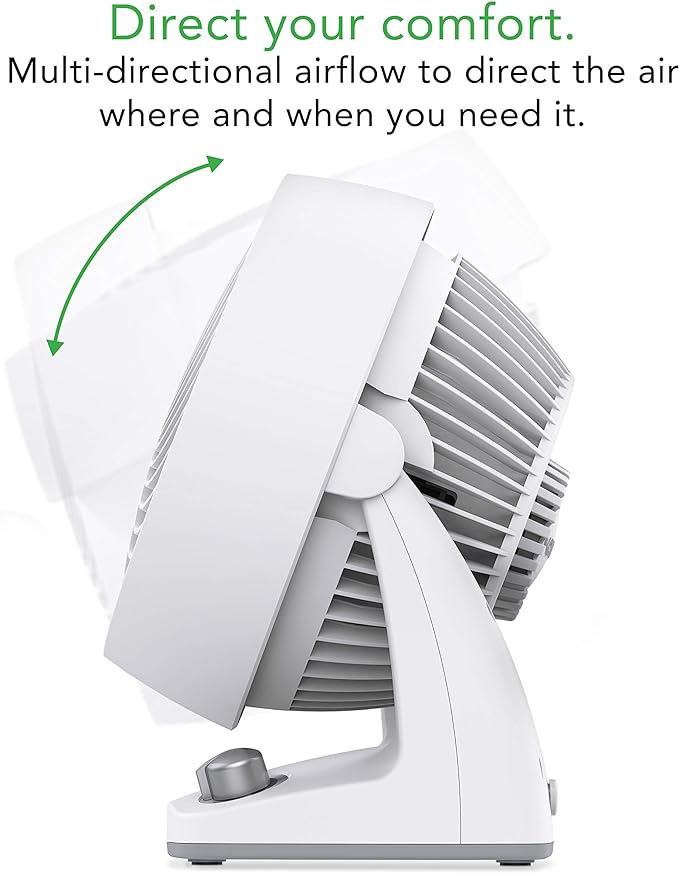 Vornado 133DC Energy Smart Compact Air Circulator Fan with Variable Speed Control, Powerful Personal Cooling, Signature Vortex Action, Adjustable Tilt, Fan for Bedroom, Kitchen, and Home, White