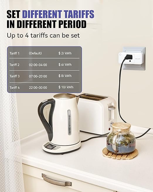 BALDR Wi-Fi Home Power Monitor Consumption Watt Meter w/Smart Socket - Electric Meter w/Tariffs & Budget Alerts, Power Meter Home Energy Monitor, Electricity Usage Monitor Smart- 2.4GHZ Network Only