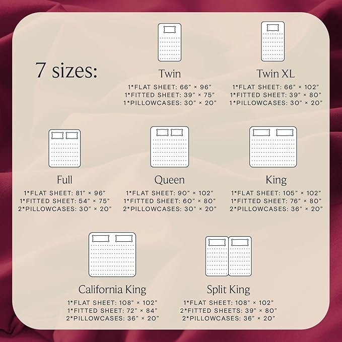 LuxClub 5 PC Split King Sheet Set, Deep Pockets Wrinkle Free Cooling Bed Sheets Hotel Bedding for Women, Men, Includes 2 Fitted Sheet, 1 Flat Sheet and 2 PillowcasesBurgundy