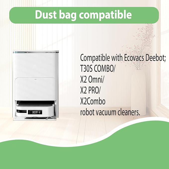 10 Packs Replacement Vacuum Cleaner dust Bags Compatible with ECOVACS DEEBOT T30S COMBO/X2/X2 PRO/ X2 Comb Robot Vacuum Cleaner（not fit ECOVACS DEEBOT T30/T30S/X2 Omni)