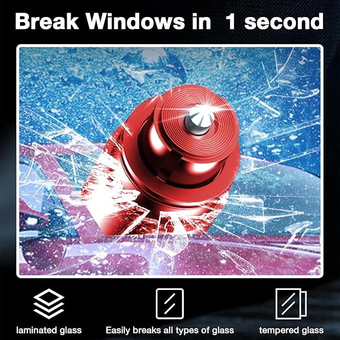 MOTORBUDDY Car Window Breaker Tool, 2-in-1 Window Breaker Seatbelt Cutter, Emergency Glass Breaker and Auto Escape Tool，Car Accessories for Women