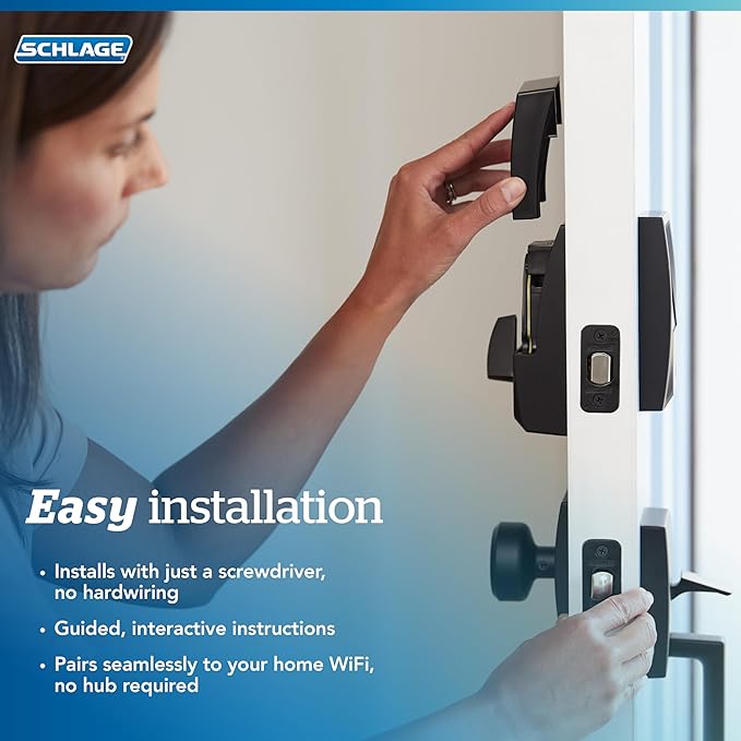 Schlage Encode Smart WiFi Deadbolt Lock for Front Door - Keyless Entry with App or Touchscreen - Works with Alexa, Hey Google, & Airbnb - Create Codes for Guests - Aged Bronze