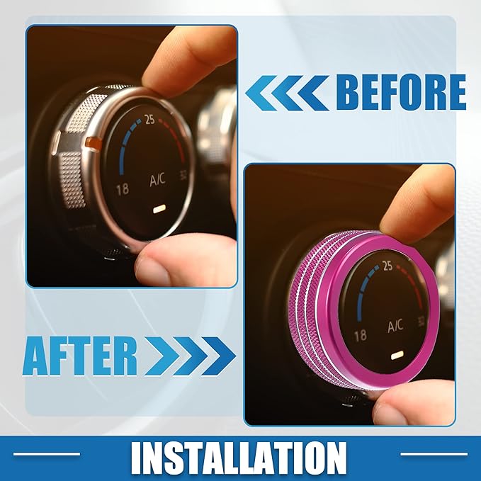 A ABSOPRO Car Air Conditioner Knobs Decals AC Radio Switch Knob Cover for Dodge Durango 2014-2020 for Jeep Cherokee Grand Cherokee 2014-2021 Pink (Set of 3)