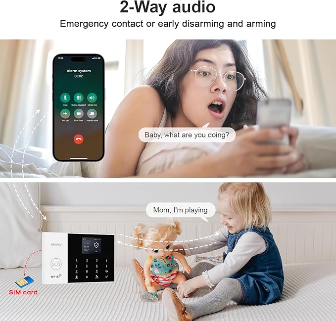 Home Security System Wireless,Home Alarm System with Instant App Alerts,WiFi+GSM/4G Door/Window Motion Alarms Sensors DIY Kit,Compatible with Alexa Smart Life Tuya APP NO Monthly Fees