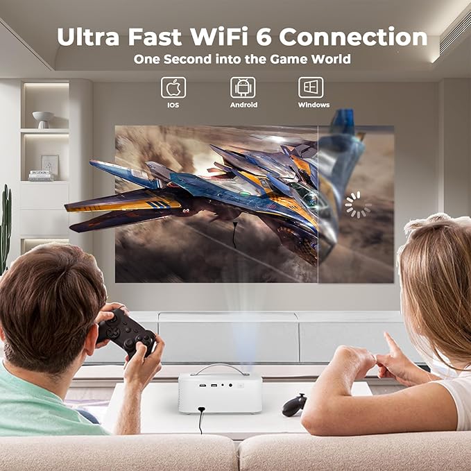 [AI Movin 2.0 OS/2000 ANSI/Official-Apps] Outdoor-Projector-4k with WiFi and Bluetooth, 35W DoIby Audio, AI Auto Focus with HDR10+, Lisowod 4k Support Portable Smart Proyector Compatible with Netflix
