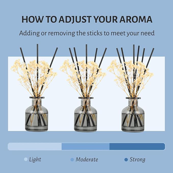 Brakula 2 Pack Reed Diffuser, White Jasmine+Lavender Vanilla (3.38 fl oz Each Pack), Home Fragrance with 12 Sticks, Shelf Decor, Reed diffusers for Home