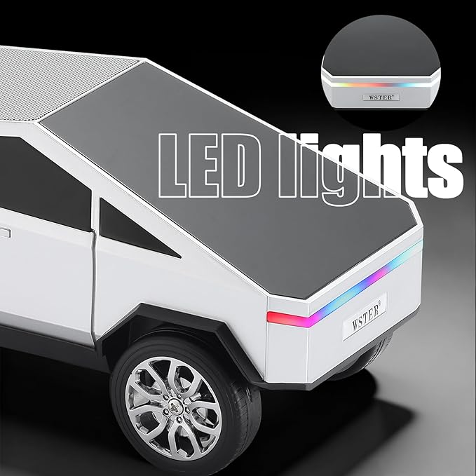 WSTER Portable Car Model Bluetooth Speaker with HD Stereo Sound, TWS Dual Pairing, LED Display, Truck-Style Wireless Speaker for Home, Office, Gaming & Collectible Display (Silver)