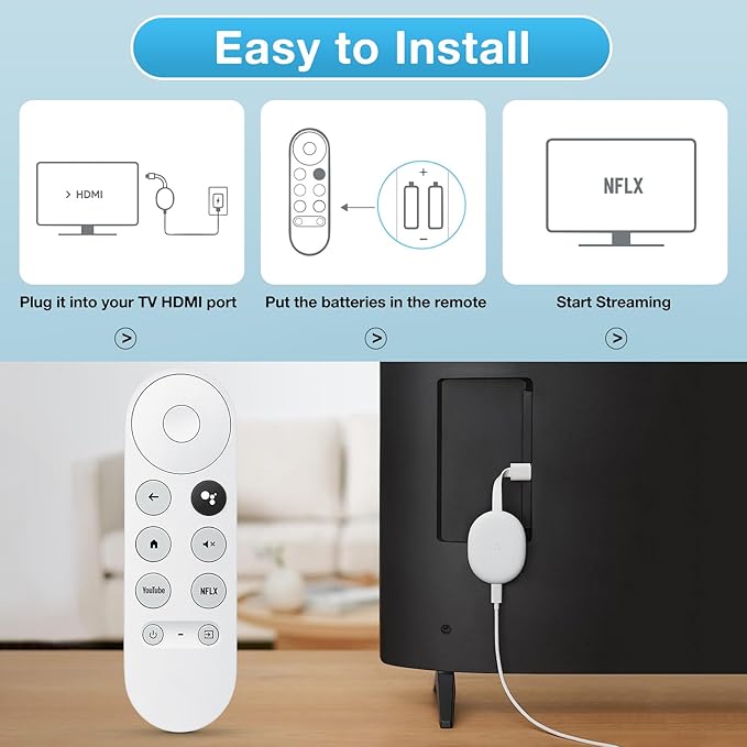 Replacement for Google-Chromecast-Remote, for Chromecast with Google TV Remote 4K/HD & Google TV Streamer 4K(Only for Snow Chromecast Google)