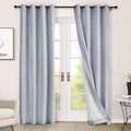 Macochico 100% Blackout Curtains Luxury Chenille Curtains for Living Room Thermal Blackout Curtains for Bedroom Hotel Banquet Classic Decor Gray Blue Curtains with Tieback 72" Wx96 L Grommet 1 Panel