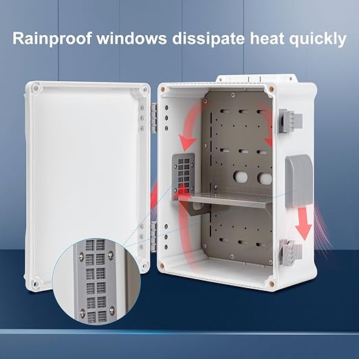 Namunanee Outdoor Electrical Junction Box, ABS Water Resistant Enclosure with Internal Mounting Panel & Hinged Cover (12.6" H x 9.4" L x 5.7" W)