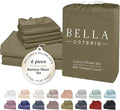 Bella Coterie 6 Piece Luxury Bamboo Viscose California King Size Sheet Set | 100% Organically Grown | Cooling for Hot Sleepers | 18" Deep Pocket | Soft & Hypoallergenic | 4 Pillowcases [Olive]