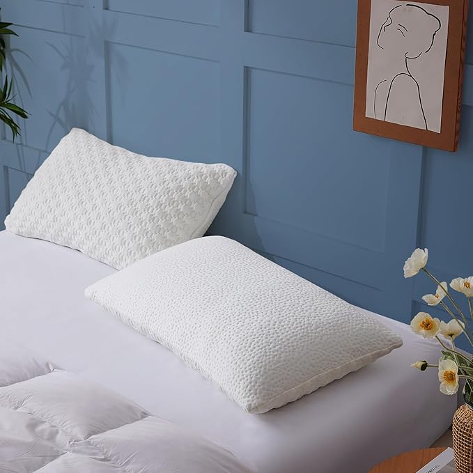Sophia & William Cooling Bed Pillow for Sleeping (Queen Size Set of 2) Adjustable Shredded Memory Foam Pillow for Side, Back and Stomach Sleepeers