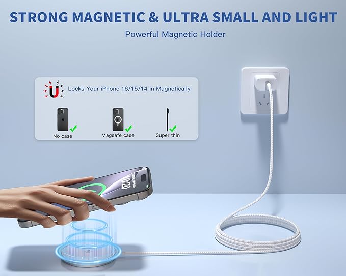 [Apple MFi Certified]25W Magnetic Wireless Charger for iPhone,Qi2.2 Certified 6FT Fast Apple MagSafe Charger Wireless Charging Pad for iPhone 17/17Air/16 ProMax/15 ProMax/14/13/12/AirPods3/2/Pro/Pro2
