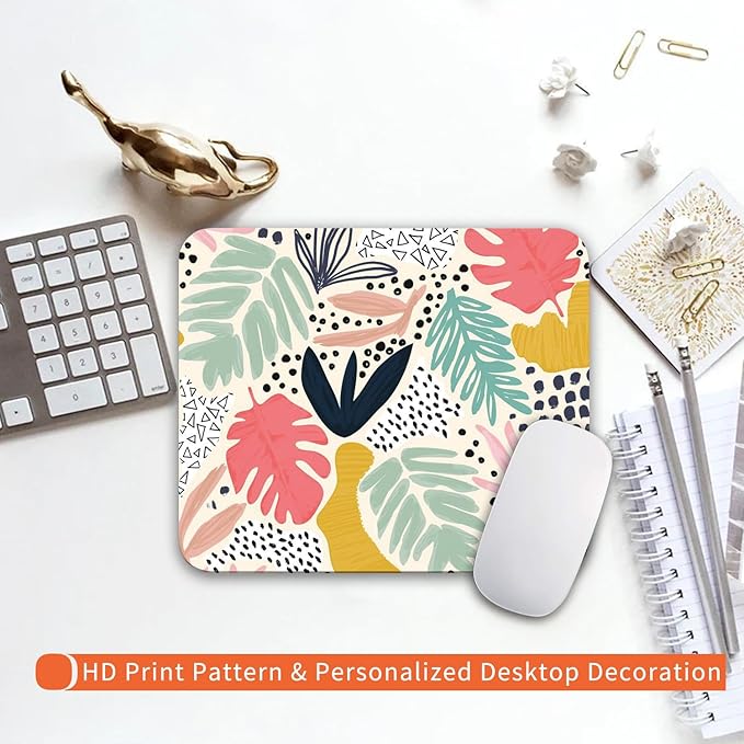 Armanza Square Mouse Pad Tropical Plants, Personalized Premium-Textured Custom Mouse Mat Design, Washable Mousepad Cloth, Non-Slip Rubber Base Computer Mouse Pads for Wireless Mouse