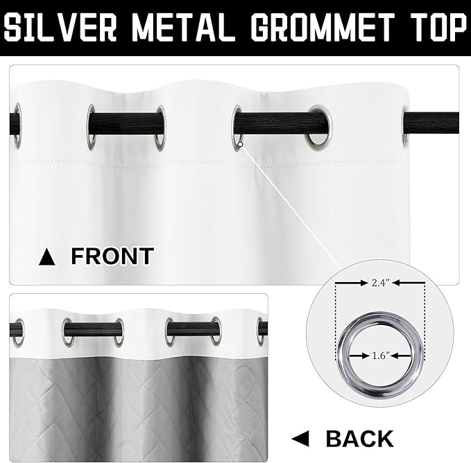 White Noise Canceling 3-in-1 Heavy Curtains 100% Blackout Curtains Grommet Doorway Curtains for Bedroom Living Room Energy Saving Thermal Insulation Winter Drapes (1 Panel, White, 50" x 84")