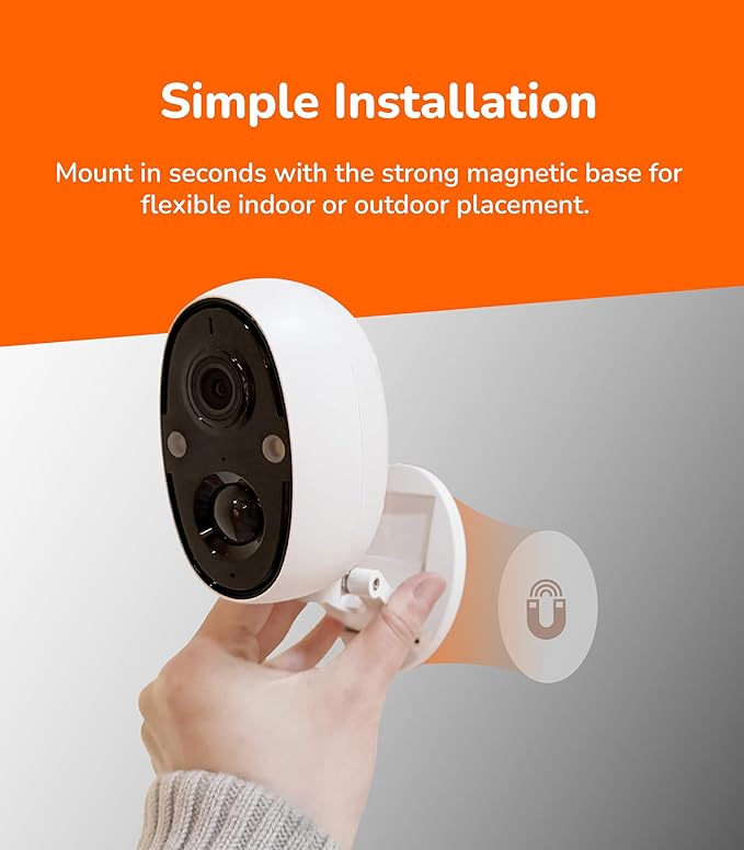 Sensforge 2.5K Indoor Outdoor Battery Camera with Smart AI Detection, Spotlight & Color Night Vision, Magnetic Mount, Dual-Band WiFi (2.4/5GHz), 32GB SD Card, Waterproof, No Monthly Fees