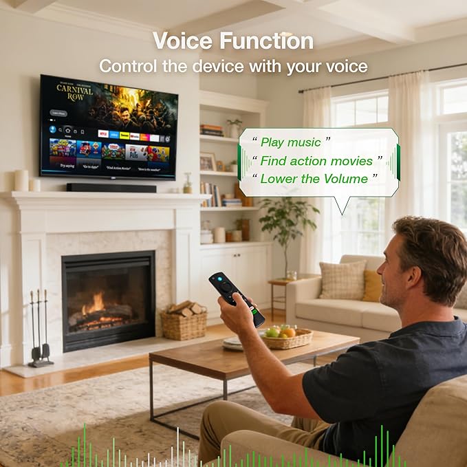 Replacement Voice Remote Compatible with All Fires Series Smart TV Cube(1st/2nd/3rd Gen),TV Stick(4K/4K Max/Lite),Smart TVs (3rd Gen),for Hisense/TCL Smart TVs