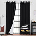 RYB HOME Dust & Odor Isolated Curtains for Living Room, Anti Dust Full Light & UW Ray Block Thermal Insulated Window Panels for Sliding Glass Door Laundry Room Furance, Black, W52 x L95 inch, 2 Pieces